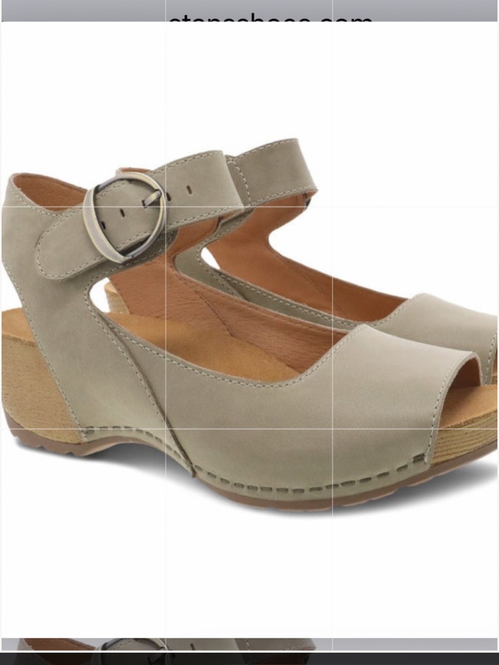Dansko Light Taupe Open-Toe Wedge Sandals with Buckle